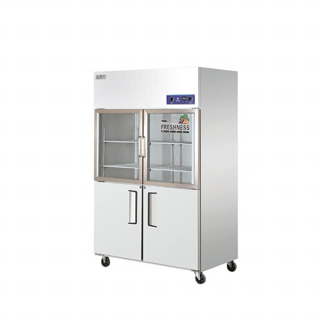 Double Glass Door Display Freezer Stainless Steel 4 Door Commercial